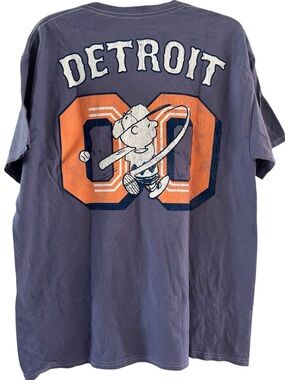 Peanuts Athletic Department Detroit Baseball Lavender Unisex Short Sleeve Tee L